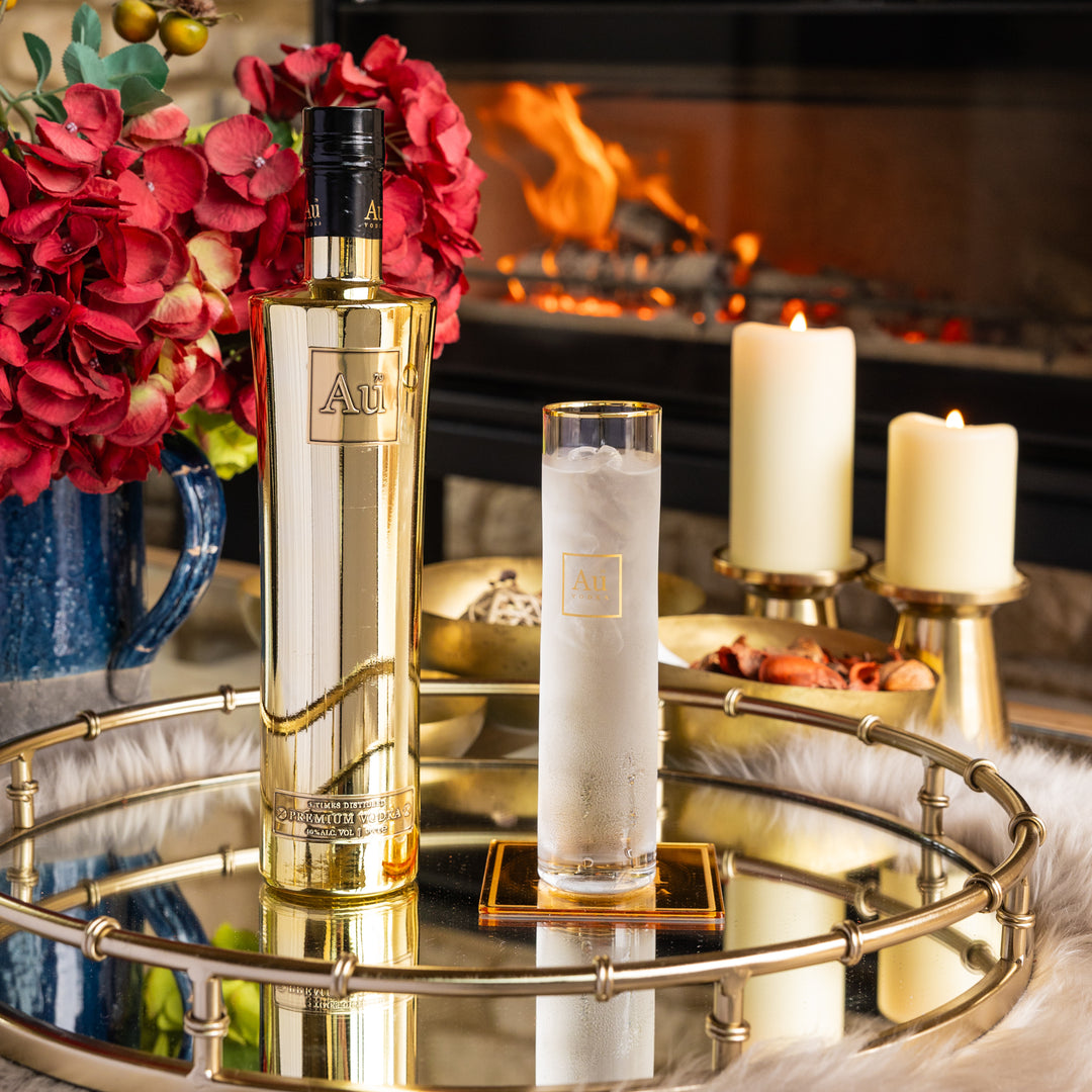 Au Vodka 750ml & Highrise Glass